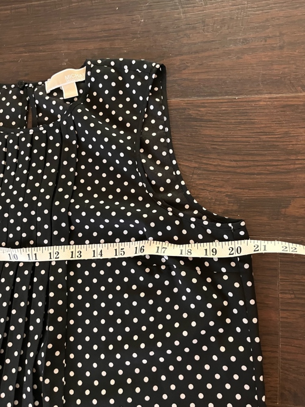 Michael Kors Black and White Polka Dot Pleated Sleeveless Camisole - Picture 6 of 6